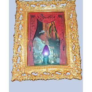 Vintage Pope John Paul II & Our Lady Of Guadalupe Lighted Wall Picture Frame